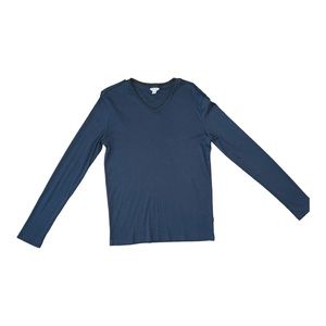 Calvin Klein V-Neck Blue Long Sleeve Shirt Size Small